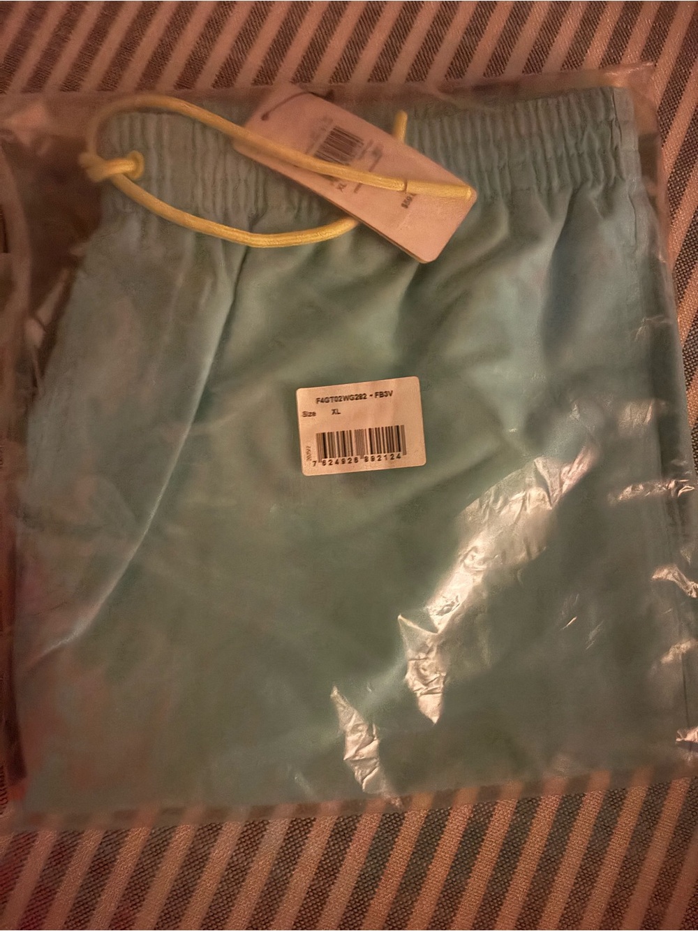 Guess Men Light Aqua Drawstring Swim Trunks - Casual Comfort